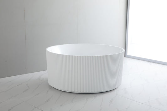 Round Fluted Freestanding Bathtub - Matte White