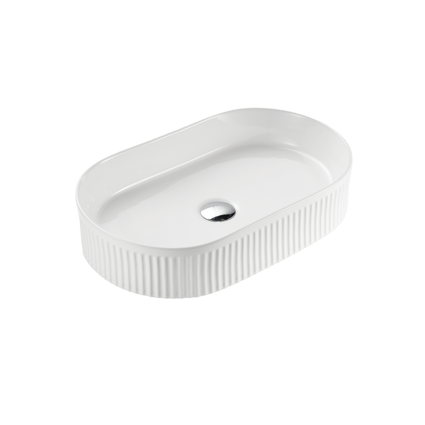 Cascade Flute Oval Art Basin - Gloss White