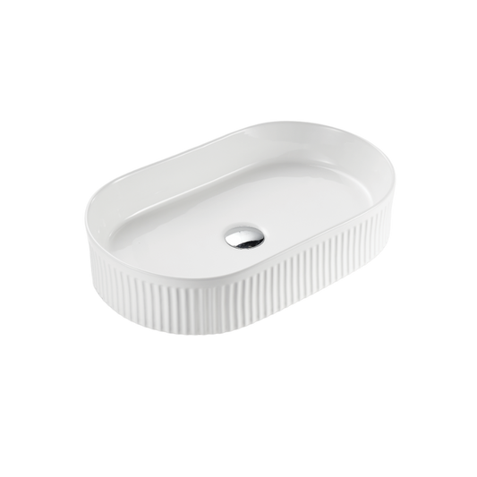 Cascade Flute Oval Art Basin - Gloss White