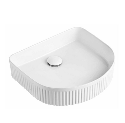 Arch Fluted Ceramic Counter Top Basin - Matte White
