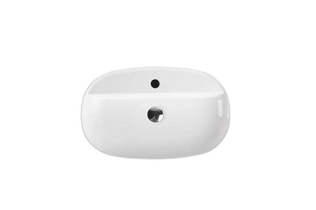 Evea Above Counter Rect-oval Basin with Overflow - Gloss White