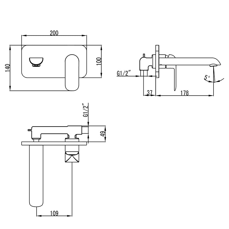 Kara Wall Mixer and Spout - Chrome