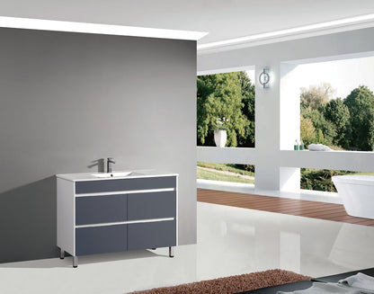 Floor Standing 750mm Vanity - Grey & Glossy White