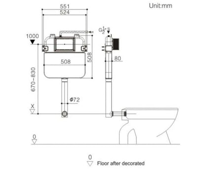 Rubine Concealed 80mm Cistern (For Wall-Faced/Floor Pan)