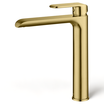 Kara Tall Basin Mixer - Brushed Gold