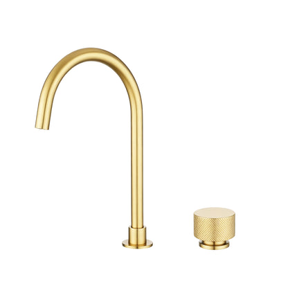 Moon Series Split Type Basin Mixer - Light Brushed Brass