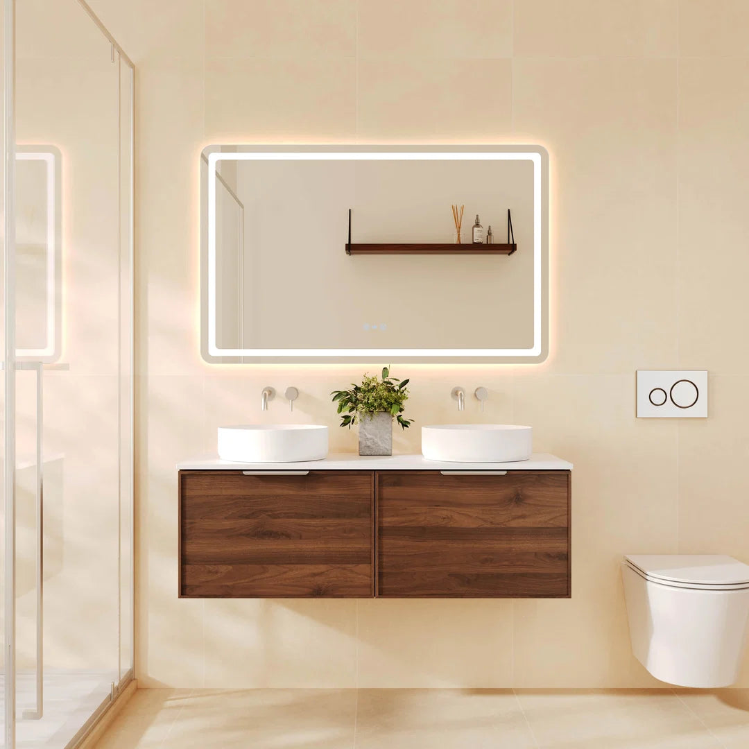 Pairs Wall-Hung Vanity – Walnut Woodmatt