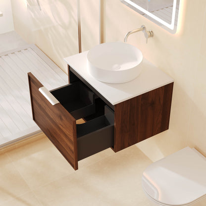 Pairs Wall-Hung Vanity – Walnut Woodmatt
