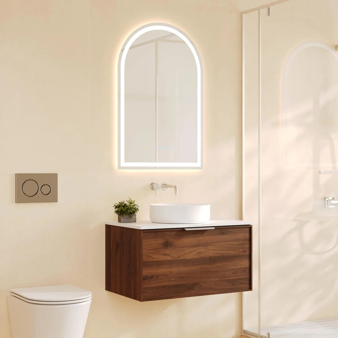 Pairs Wall-Hung Vanity – Walnut Woodmatt