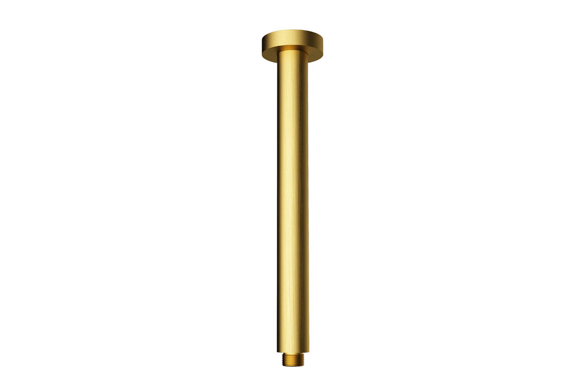 Round Vertical Shower Arm - Brushed Gold