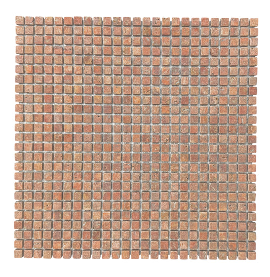 Mini Square Tumbled 10mm - Red Travertine