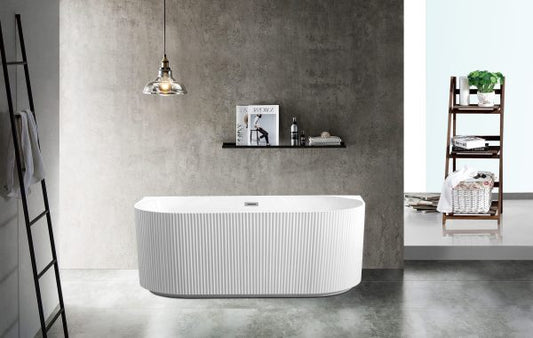 Rose Fluted Back to wall Bath - Matte White