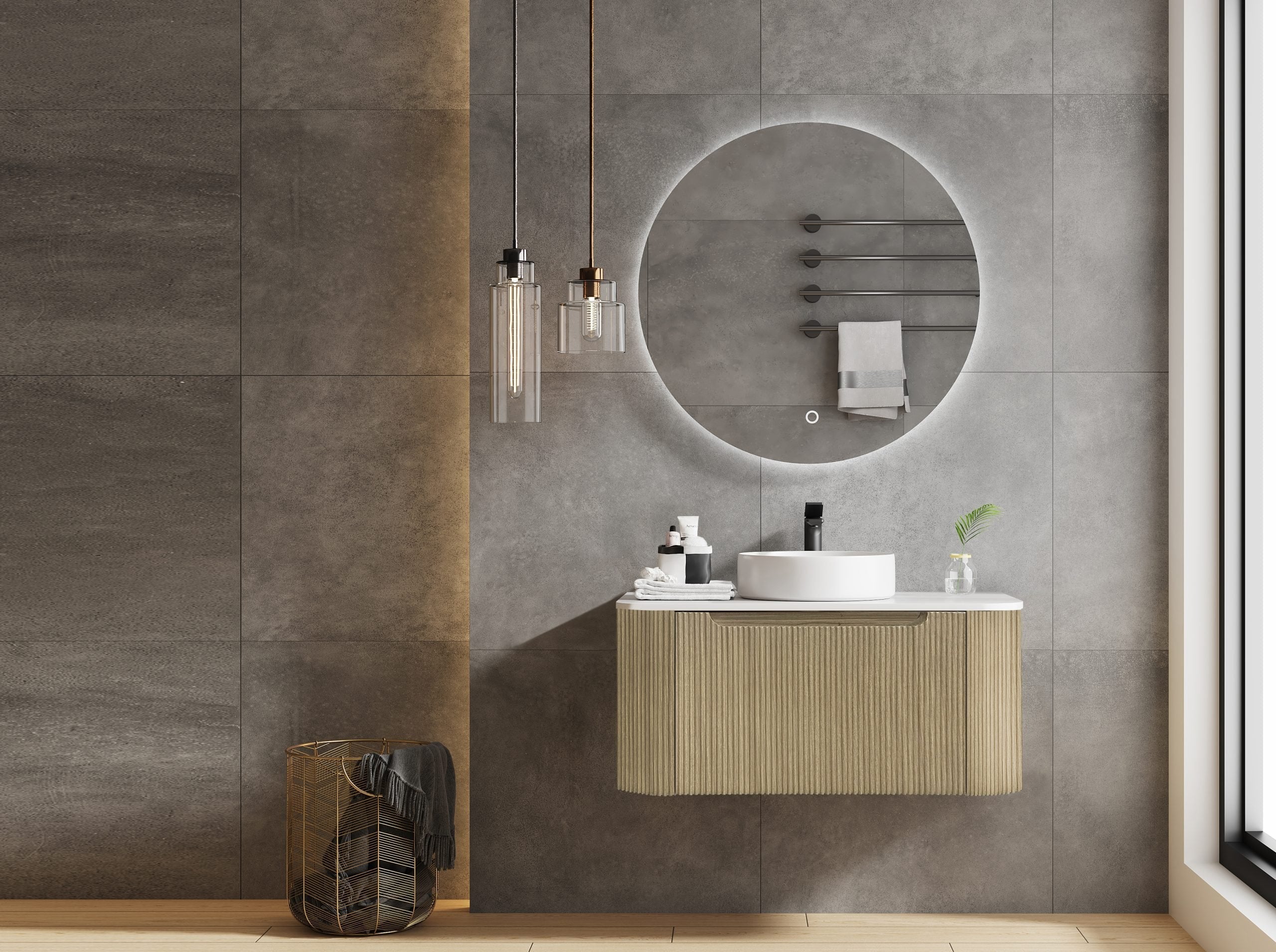 Rome Wall-Hung 900mm Vanity - Bur Oak – BCP Interiors