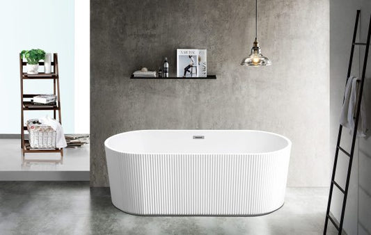 Rose Fluted Oval Freestanding Bath - Matte White