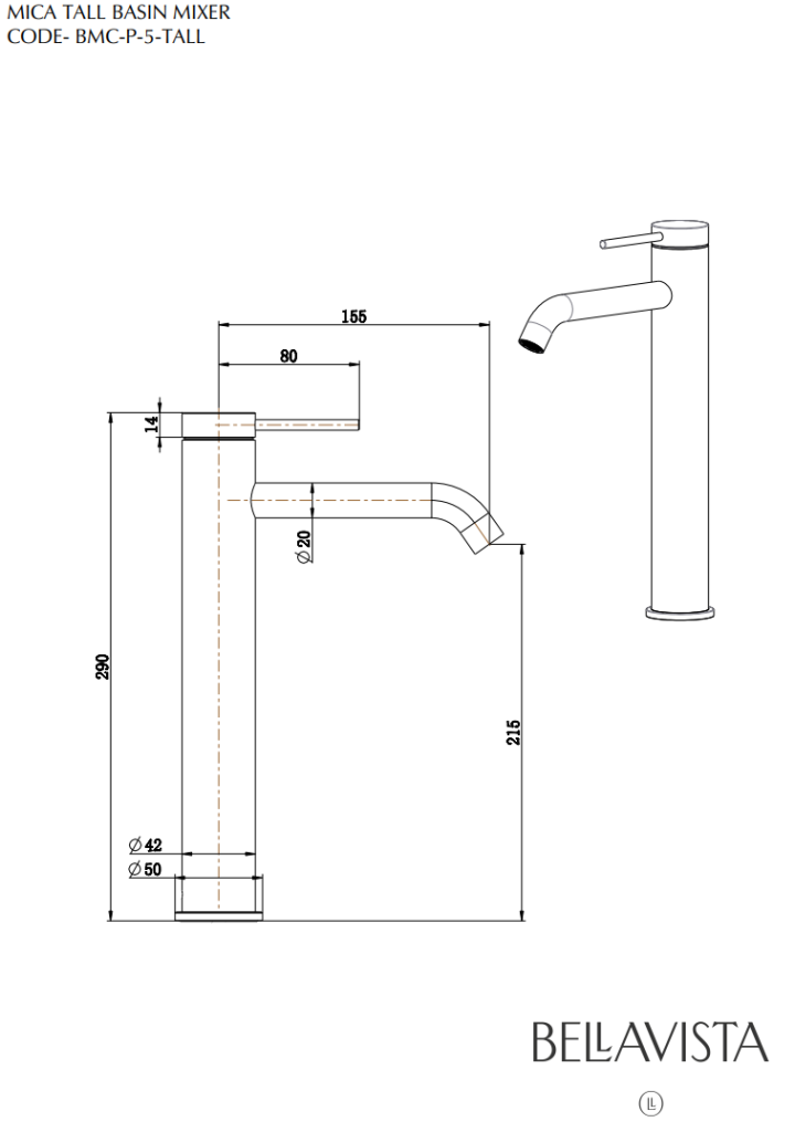 Mica Tall Basin Mixer - French Gold