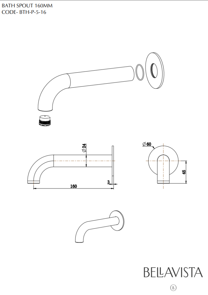 Mica Bath/Basin Spouts - French Gold