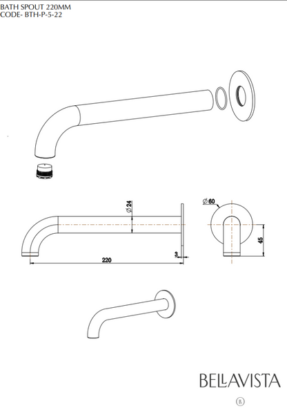 Mica Bath/Basin Spouts - French Gold