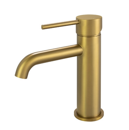 Lucid Pin Round Basin Mixer - Brushed Gold