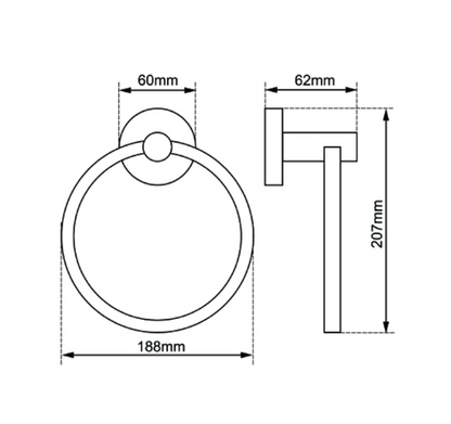 Lucid Pin Towel Ring - Brushed Nickel