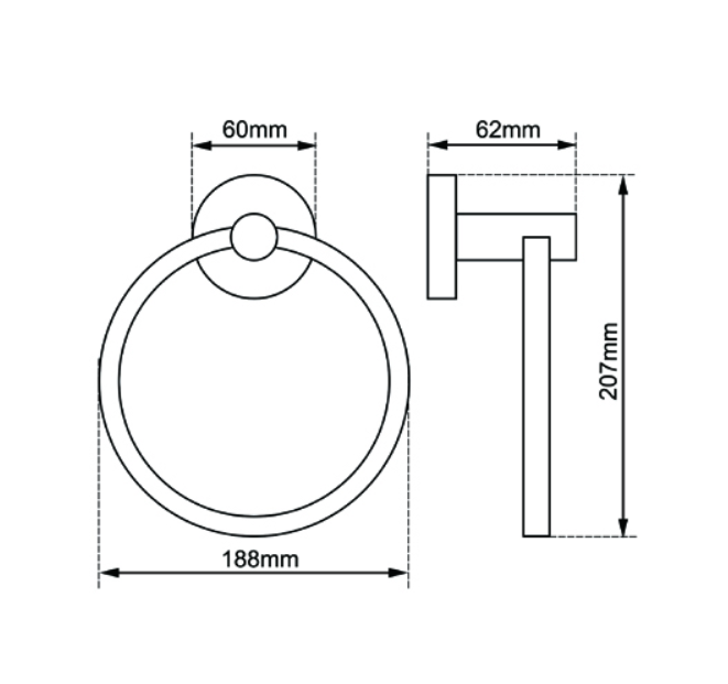 Lucid Pin Towel Ring - Gunmetal