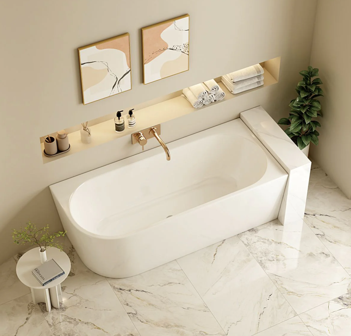 Nova Corner Bath Bathtub - White