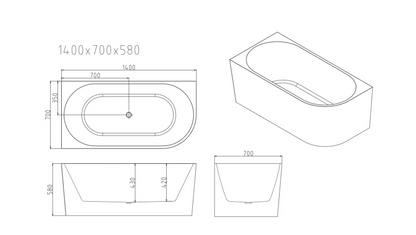 Nova Corner Bath Bathtub - White