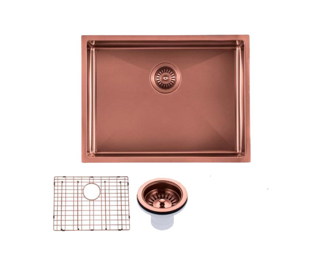 Stainless Steel Rose Gold Sink with Single Bowl 600x450x230