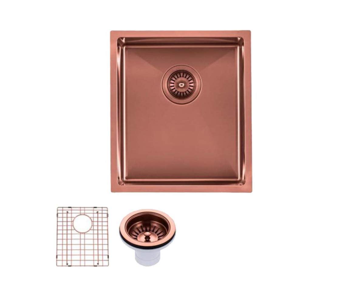 Stainless Steel Rose Gold Sink with Single Bowl 390x450