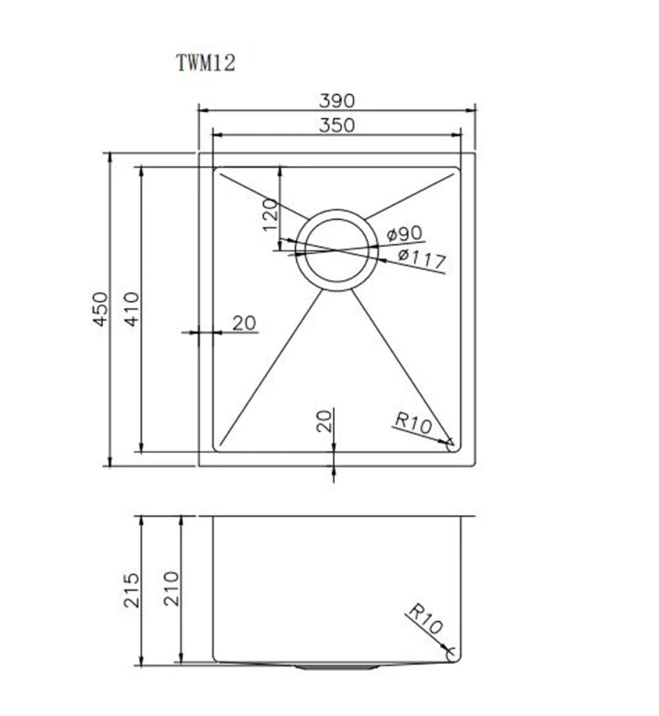 Stainless Steel Rose Gold Sink with Single Bowl 390x450