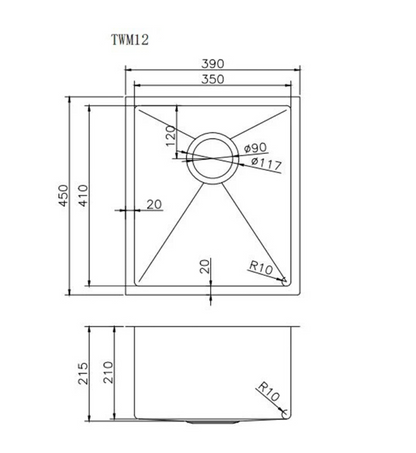 Stainless Steel Rose Gold Sink with Single Bowl 390x450
