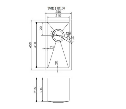 Stainless Steel Rose Gold Sink with Single Bowl 250x450