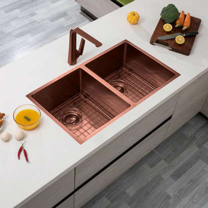 Stainless Steel Rose Gold Sink with Double Bowl 820x457