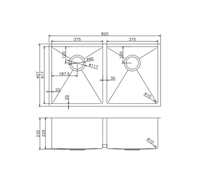 Stainless Steel Rose Gold Sink with Double Bowl 820x457