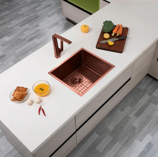 Stainless Steel Rose Gold Kitchen Sink with Single Bowl 500x440