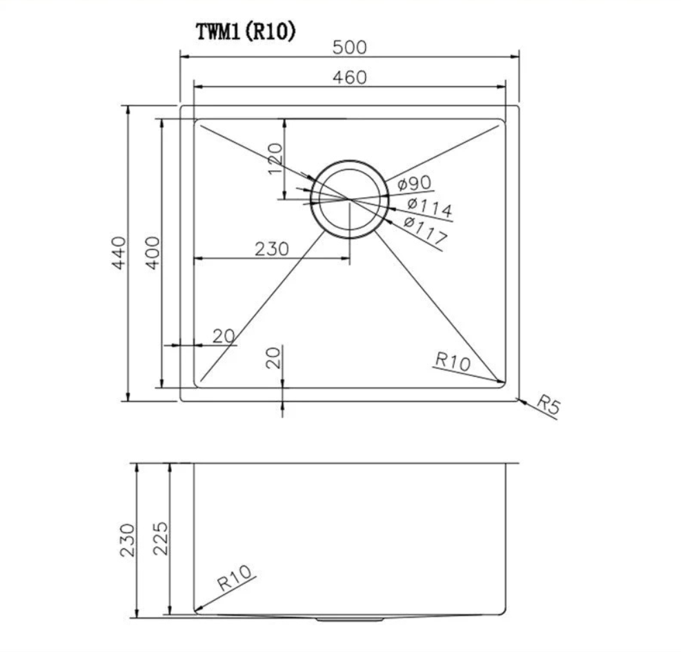 Stainless Steel Rose Gold Kitchen Sink with Single Bowl 500x440