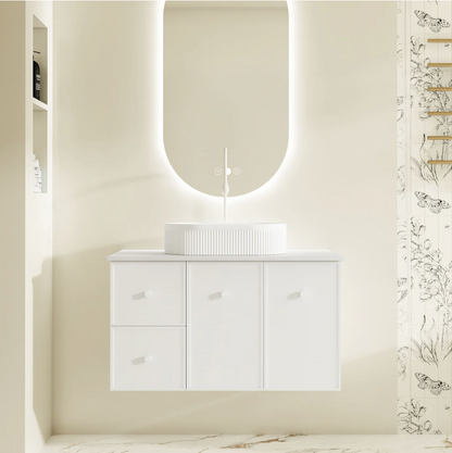 Seattle 900mm Wall-Hung Vanity - Matte White