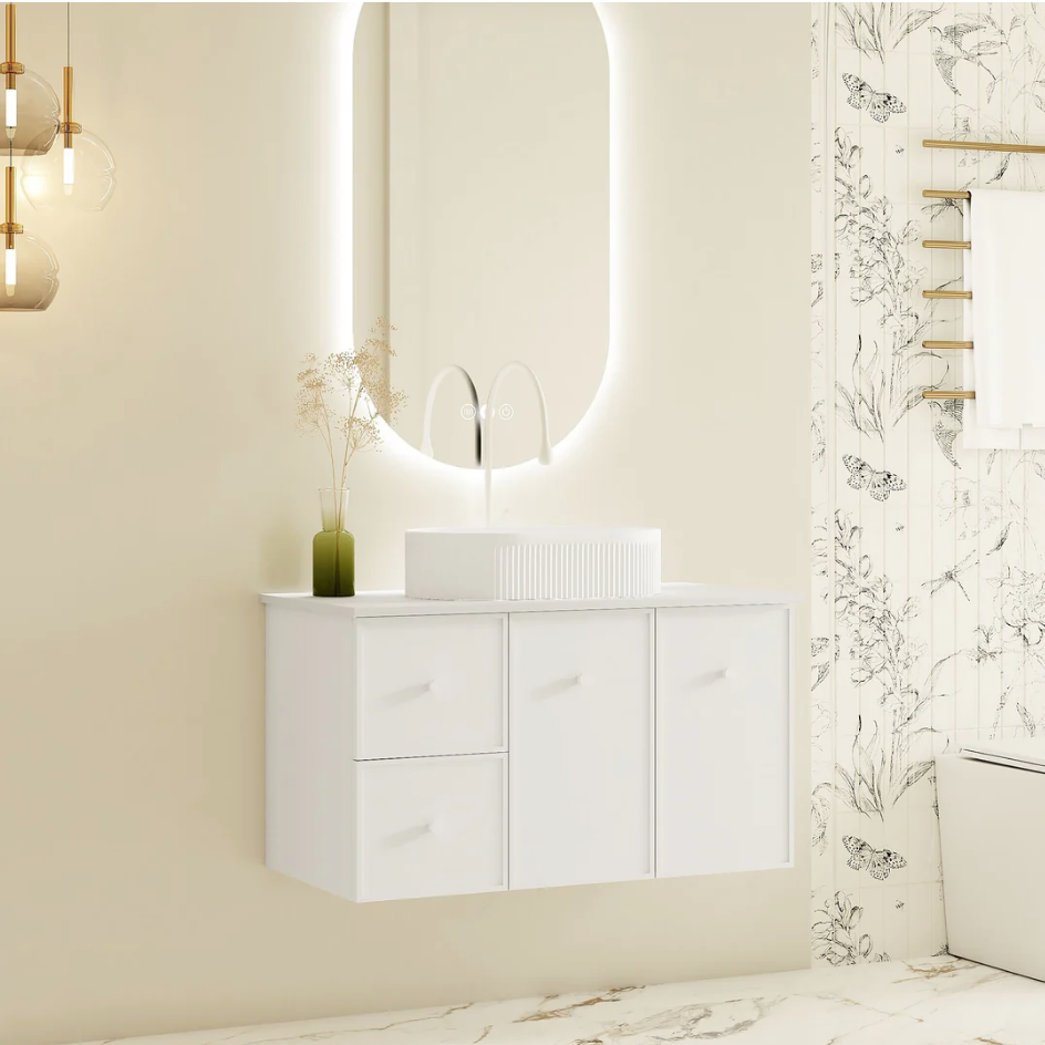 Seattle 900mm Wall-Hung Vanity - Matte White