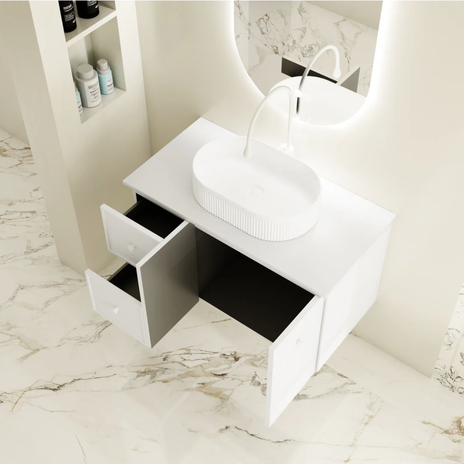 Seattle 900mm Wall-Hung Vanity - Matte White