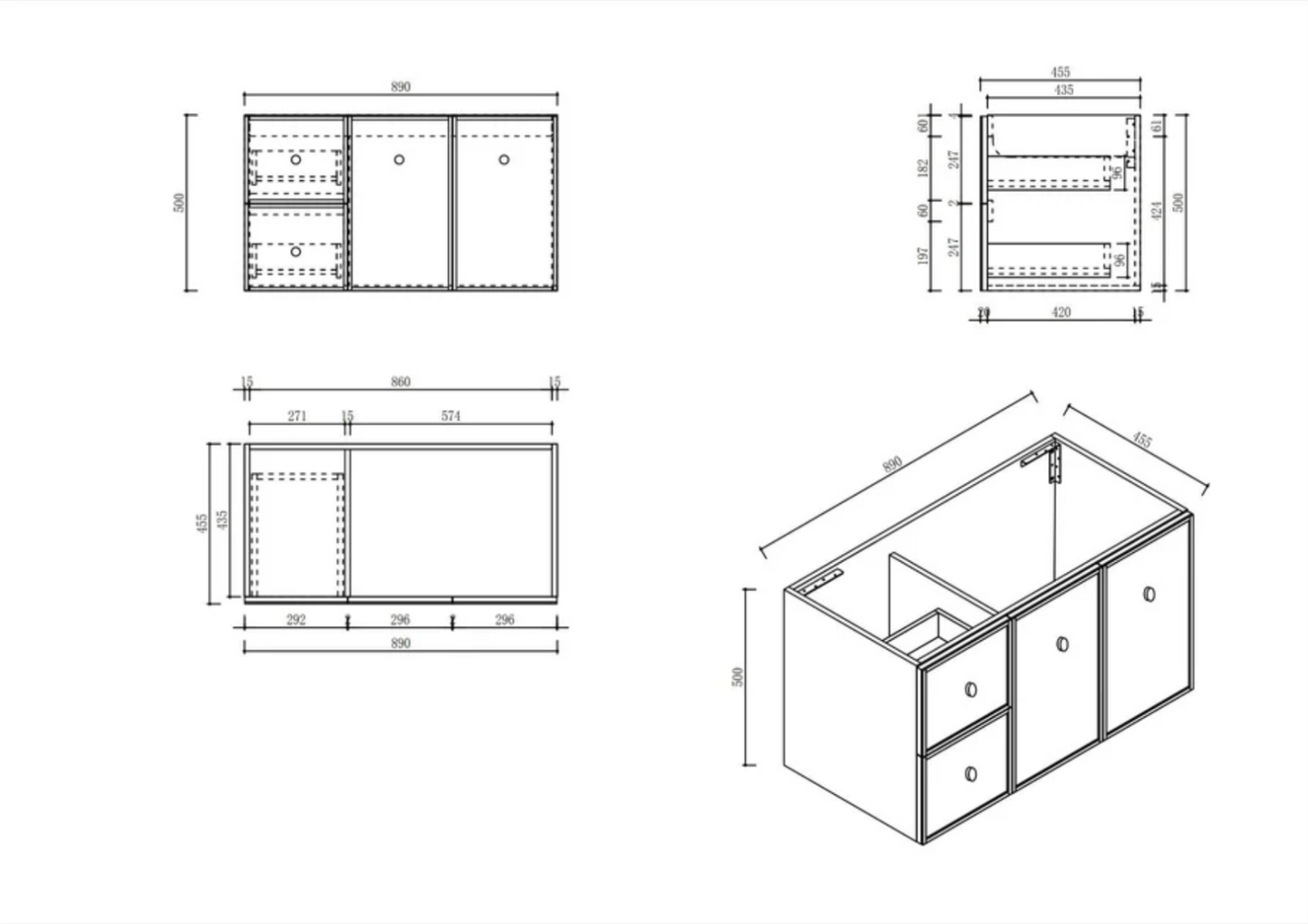 Seattle 900mm Wall-Hung Vanity - Matte White