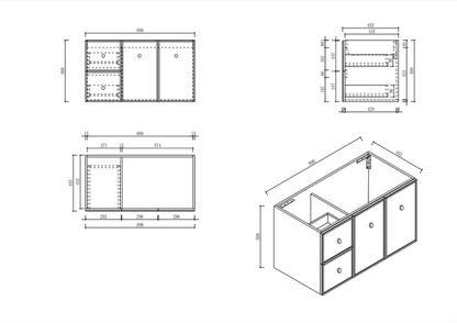 Seattle 900mm Wall-Hung Vanity - Matte White
