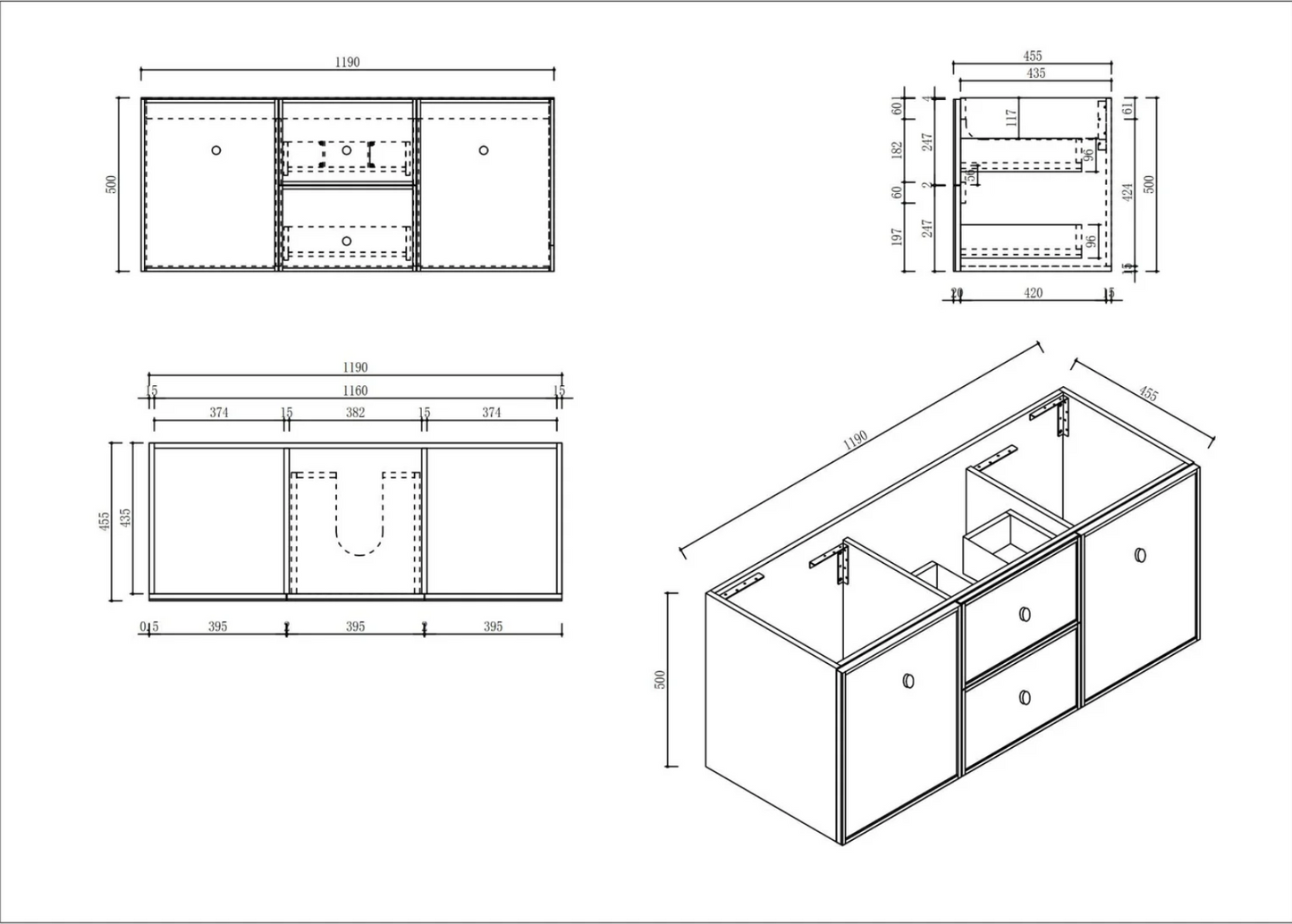 Seattle 1200mm Wall-Hung Vanity - Matte White