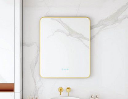 Maia LED Rectangular Mirror – Brushed Gold Frame