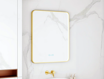 Maia LED Rectangular Mirror – Brushed Gold Frame