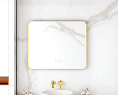 Maia LED Rectangular Mirror – Brushed Gold Frame