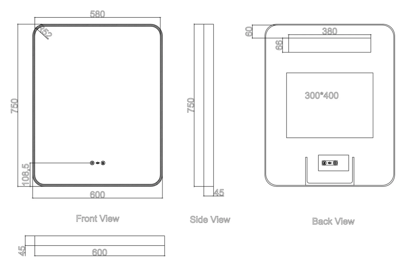 Maia LED Rectangular Mirror – Brushed Nickel Frame
