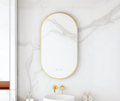 Maia LED Oval Mirror – Brushed Gold Frame