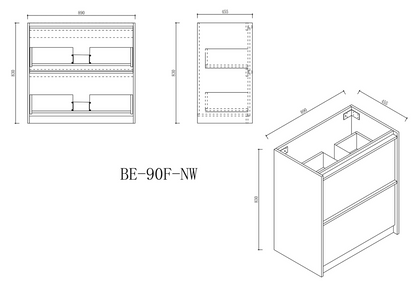 Bella 900mm Freestanding Cabinet - Notaio Walnut