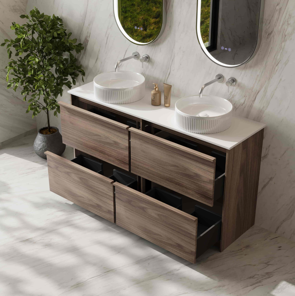 Bella 1500mm Freestanding Cabinet - Notaio Walnut