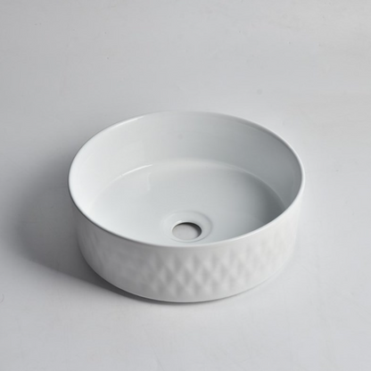 Diamond Design Above Counter Basin - Gloss White