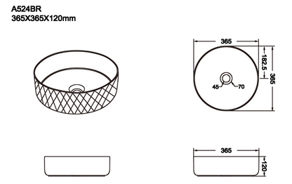 Diamond Design Above Counter Basin - Matte Black